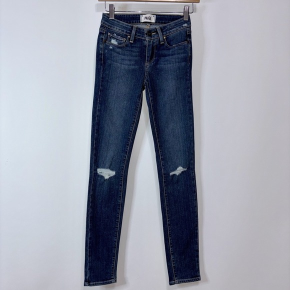 PAIGE Denim - PAIGE Verdugo Mid Rise Ultra Skinny Distressed Jeans Blue Size 23